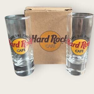 Hard Rock Cafe Honolulu 2 Shot Glasses 4" Souvenir Barware